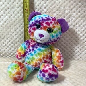 Mini Build A Bear Rainbow Bear Plush 9in w Hidden Heart Locket